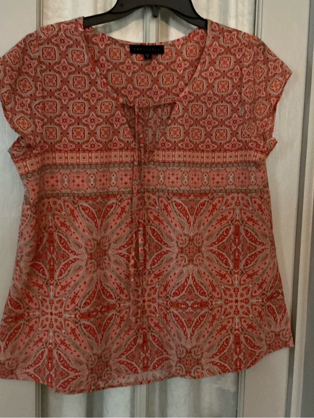 Sanctuary Orange Printed Short-Sleeve Peasant Top
